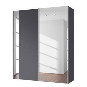 Armoire à portes coulissantes Cando Graphite / Verre miroir - Largeur : 150 cm - 2 porte