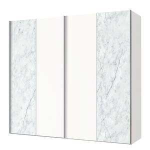 Armoire à portes coulissantes Cando Imitation marbre / Blanc polaire - Largeur : 200 cm - 2 porte