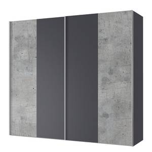 Armoire à portes coulissantes Cando Imitation béton / Graphite - Largeur : 200 cm - 2 porte