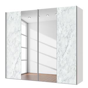 Armoire à portes coulissantes Cando Imitation marbre / Verre miroir - Largeur : 200 cm - 2 porte