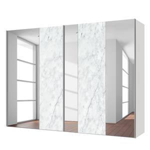 Zweefdeurkast Cando Marmer look/Spiegelglas - Breedte: 250 cm - 2 deuren