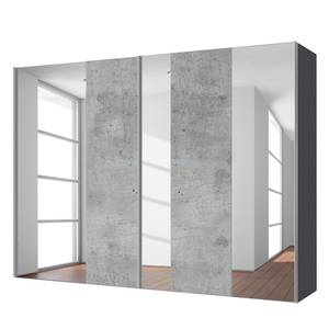 Zweefdeurkast Cando Concrete look/Spiegelglas - Breedte: 250 cm - 2 deuren