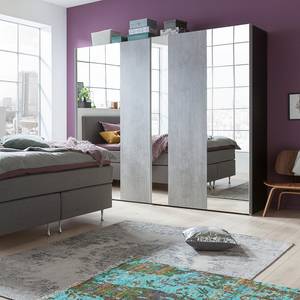 Armoire à portes coulissantes Cando Imitation béton / Verre miroir - Largeur : 250 cm - 2 porte