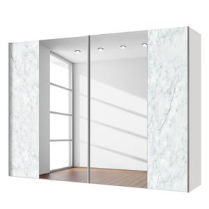 Zweefdeurkast Cando Marmer look/Spiegelglas - Breedte: 300 cm - 2 deuren