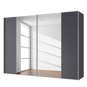 Armoire à portes coulissantes Cando Graphite / Verre miroir - Largeur : 300 cm - 2 porte