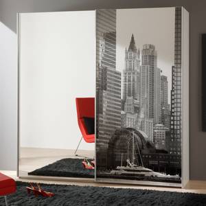 Schuifdeurkast Vertigo spiegeldeur en zwart/witte print van New York - 236cm