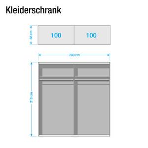 Schwebetürenschrank Cando Polarweiß / Spiegelglas - Breite: 200 cm - 2 Türen