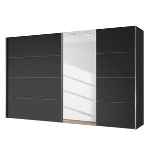 Armoire à portes coulissantes Madrid Noir / Verre miroir - Largeur : 300 cm
