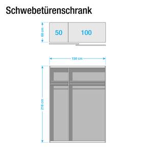 Schwebetürenschrank Cargo Türkisgrün - Breite: 150 cm