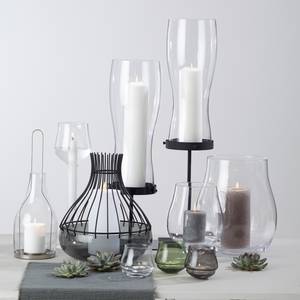 Windlicht Giardino (mit Aufsatz) Glas / Metall – Schwarz - Höhe: 29 cm