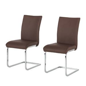 Chaises cantilever Osiris (lot de 2) Marron - Métal - Cuir véritable - 43 x 96 x 60 cm