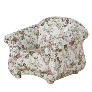 Fauteuil hocker Altamura microvezel wit/gebloemd