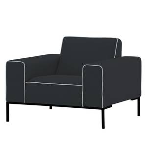 Fauteuil Ampio Duo geweven stof Stof Floreana: Antraciet - Zwart