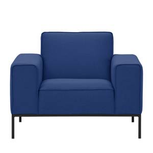 Fauteuil Ampio geweven stof Stof Floreana: Donkerblauw II - Zwart