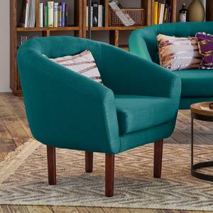 Fauteuil Anna I geweven stof - Petrolblauw