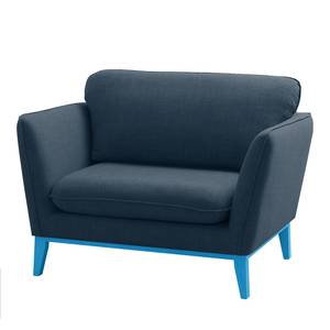 Fauteuil Argoon geweven stof - blauwe poten - Donkerblauw