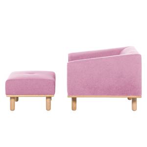 Fauteuil Aya (met hocker) geweven stof - Roze