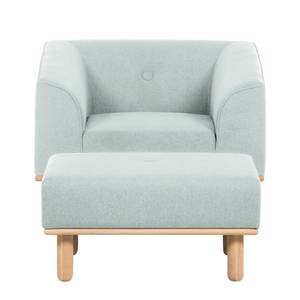 Fauteuil Aya (met hocker) geweven stof - Staalblauw