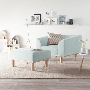 Fauteuil Aya (avec repose-pieds) Textile - Bleu acier