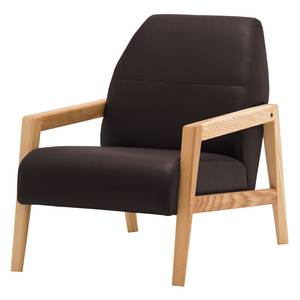 Fauteuil Barlow echt leer Echt leer Neka: Donkerbruin