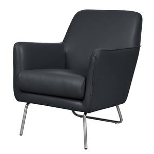 Fauteuil Bebour Cuir véritable - Bleu nuit