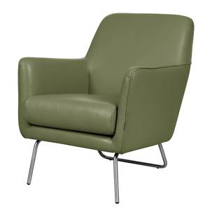 Fauteuil Bebour Cuir véritable - Vert olive