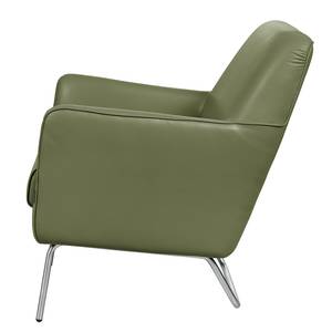 Fauteuil Bebour Cuir véritable - Vert olive