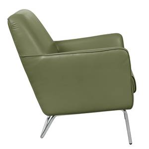 Fauteuil Bebour Cuir véritable - Vert olive