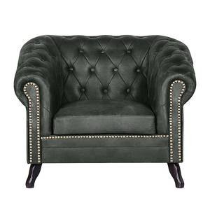 Fauteuil Benavente Aspect cuir vieilli anthracite