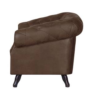 Fauteuil Benavente Aspect vieux cuir marron foncé