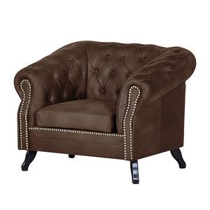 Fauteuil Benavente Aspect vieux cuir marron foncé