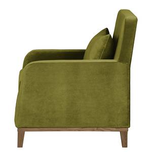 Fauteuil Blomma fluweel - olijfgroen - Eik