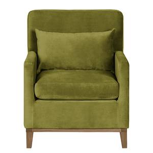 Fauteuil Blomma fluweel - olijfgroen - Eik