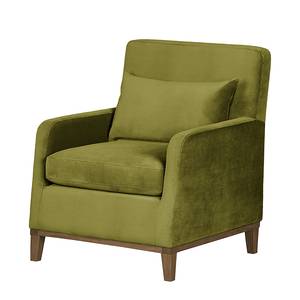 Fauteuil Blomma fluweel - olijfgroen - Eik