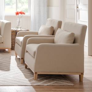 Sessel Blomma Webstoff Beige - Gestell: Eichefarbig