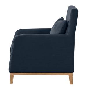 Fauteuil Blomma Tissu bleu foncé - Structure : couleur chêne - Chêne