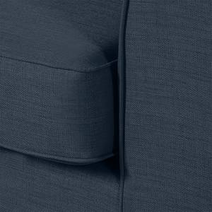 Fauteuil Blomma donkerblauwe geweven stof - frame: notenboomhoutkleurig - Walnoot