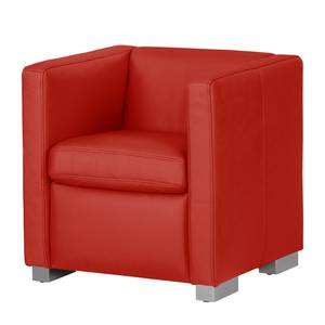 Fauteuil Bolsena I Cuir véritable - Rouge - Sans repose-pieds