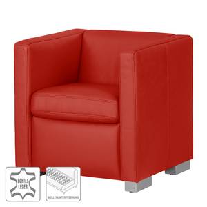 Fauteuil Bolsena I Cuir véritable - Rouge - Sans repose-pieds