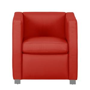 Fauteuil Bolsena I Cuir véritable - Rouge - Sans repose-pieds