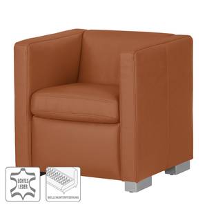 Fauteuil Bolsena II Cuir véritable - Cognac - Sans repose-pieds