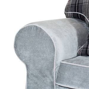 Fauteuil Bradford grijs fluweel - geruit motief