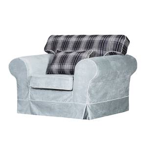 Fauteuil Bradford Velours gris-Motif à carreaux