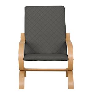 Fauteuil Bueno Vista Tissu structuré - Gris - Beige - Hêtre