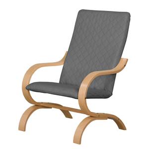 Fauteuil Bueno Vista Tissu structuré - Gris argenté - Beige - Hêtre