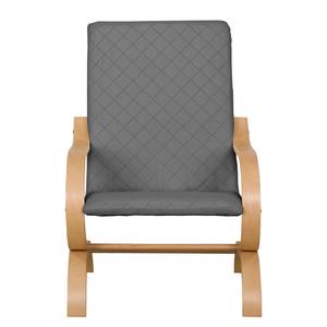 Fauteuil Bueno Vista structuurstof Zilvergrijs - Beige - Beuk