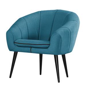 Fauteuil Buttlar geweven stof - Petrolblauw