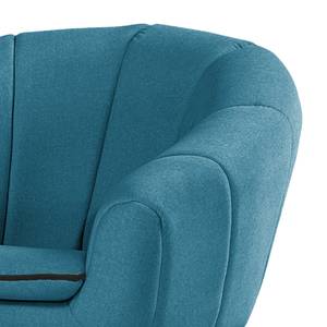 Fauteuil Buttlar geweven stof - Petrolblauw