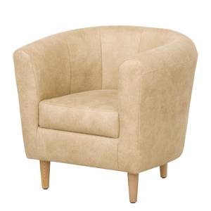 Fauteuil Casales Imitation cuir vieilli - Beige