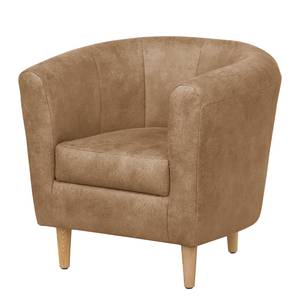 Fauteuil Casales Imitation cuir vieilli - Latte macchiatto